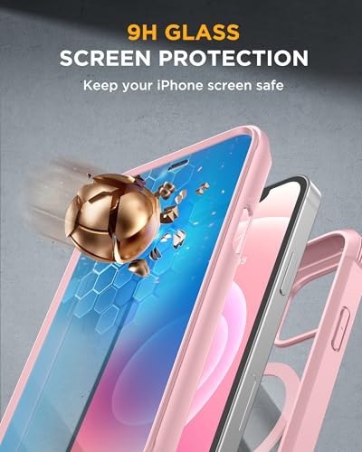 Image of Miracase Magnetic for iPhone 12 mini Case, [360 Full-Body Protection & Complete Camera Guard], Drop & Scratch-Resistant, Shockproof, Stylish Clear iPhone Case, iPhone 12 mini Cover, Gray Pink