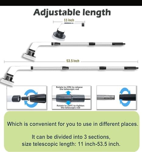 MGLSDeet Electric Spin Scrubber Rechargeable Cleaning Brush with 7 Replaceable Brush Heads, Cordless and Portable Power Scrubber, Electric Bathroom Scrubber for Cleaning Tile, Window, Floor, Tub, Car