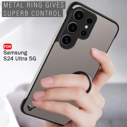 Image of TheGiftKart Hybrid Ultimate Slim Back Case Cover for Samsung Galaxy S24 Ultra 5G | Frosted Matte Translucent Hard Back Case Cover for Samsung S24 Ultra 5G (PC & TPU, Black Sides)