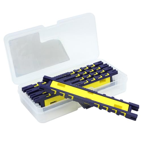 Helilyco 5 tablas de bobinador de línea de pesca, plástico + cordón EVA para almacenamiento de pesca con mosca, 170 x 30 mm, accesorio ligero para aparejos (azul + amarillo)