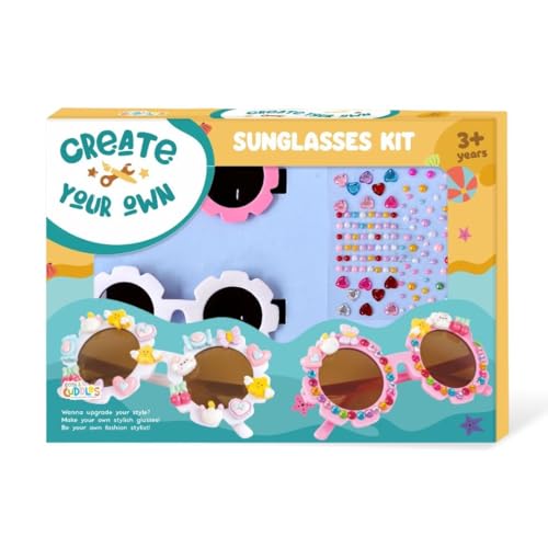 Image of Cots and Cuddles DIY Sunglass Making Kit for Girls Age 5-10 | Arts and Crafts Activity Set with Stickers, Gems & Beads | Creative Fashion Craft Toy | Birthday & Return Gift for Kids