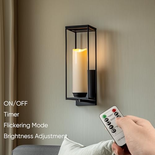 Image of Homemory 4 inchx12 inch Outdoor Waterproof Flameless Candles with Timers and Remote Control, Battery Operated Candles, LED Plastic Candles, Ivory White, Set of 2