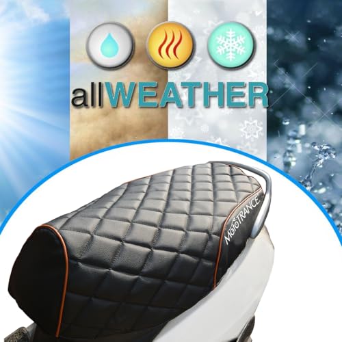 Image of Mototrance Black White | PU Leather Designer | Anti-Slip | Waterproof | Ergonomic Design | Custom Fit | Bike Scooty Seat Cover | MTSC-304-BLWH | Compatible with Honda Dio