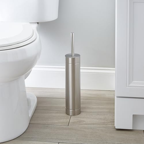 Image of Bath Bliss Toilet Brush with Weighted Base | Slender Design | 360 Degree Brush | Bathroom Cleaning | Stainless Steel
