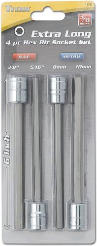Titan 18190 Extra Long Hex Bit Socket Set - 4 Piece