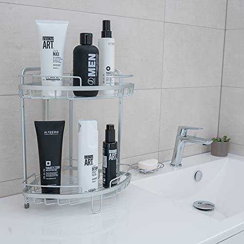 Tatkraft Moonlight Rust Proof Aluminum 3 Tier Shower Corner Rack, Bathroom Shelf - Image 6