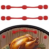 Gosknor 2 Paar Magnet Silikon Schnallen für Airfryer, Sicherer Hitzebeständiger Verschluss Einweg Einsätze Magnetische Halterungen für Airfryer Zubehör (Rot)