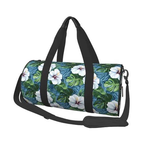 Summer Tropical Flowers Print Travel Duffle Bag, Sports Gym Bags for Women Men, Carry On Weekender Overnight Personal Item Travel Bags
