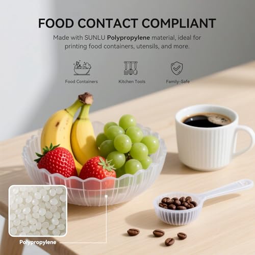 Image of SUNLU PP Filament, 1.75mm Polypropylene 3D Printer Filament, Natural White | Ultra Tough and Lightweight, PP+ /-0.03mm, 800g /Spool