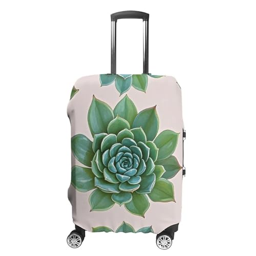 Green Succulent Pattern Suitcase Covers Luggage Protector - Travel Elastic Baggage Case Protective, Washable Anti-scratch Large Suit Case Cover for Suitcases Fits 19-32 Inch Luggages XL - Main Image