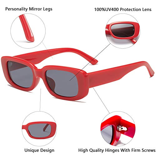 Image of Vintage Rectangle Sunglasses for Women Men 90s Fashion Narrow Square Frame Eyewear UV400 Protection