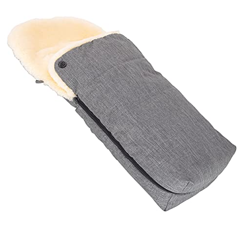 Merauno® Baby Lammfellfußsack Kinderwagen Fellsack kuscheliger Buggy Kinderwagen-Fußsack aus Fell Wind und Wasserdicht Universal 90×50cm (Hellgraue Melange)