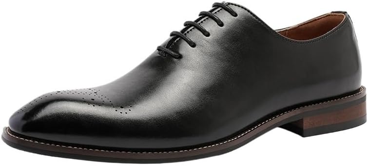 Men's Business Dress Oxford Shoes Pointed Toe Low-top Front Lace-up Flat Bottom Shoes Lightweight Comfortable Rubber Non-Slip Casual Shoes for Men