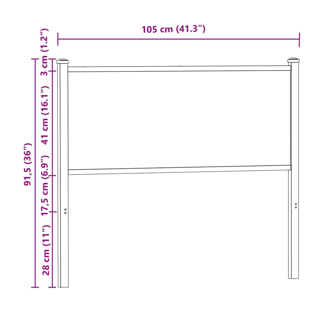 Cabecero de repuesto de 100 cm, efecto roble, material de madera y acero, diseño moderno, patas de metal resistentes para cama, dormitorio o habitación juvenil