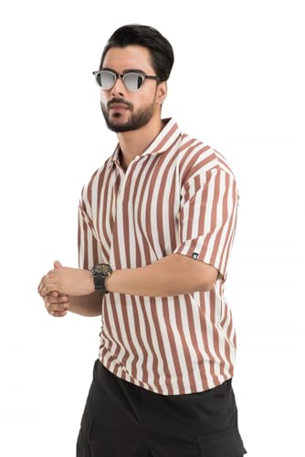 Image of Imperial Striped Off Shoulder Polo T-Shirt