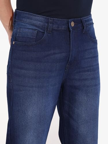Image of The Indian Garage Co Men Slim Straight Fit Solid Mid-Rise Stretchable Jeans