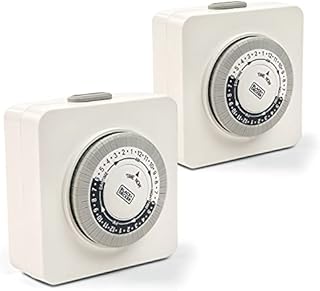 BLACK+DECKER Light Timers, Indoor, Programmable, 2 Pack, with 2 Grounded Outlets- Analog Timer Outlet with 30 Minute Intervals for Lights, Lamps, Appliances - Electric Timer with Override Switch