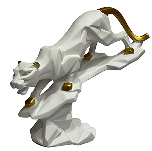 Image of AUGEN Polyresin Jaguar White Idol Statue Showpiece for Home Decor Decoration and Gifting (1 Piece, 9819A)
