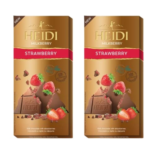 Heidi Milkberry Chocolate con Leche y Fresas, Barra de Chocolate Premium, Edición Especial, 2 Unidades