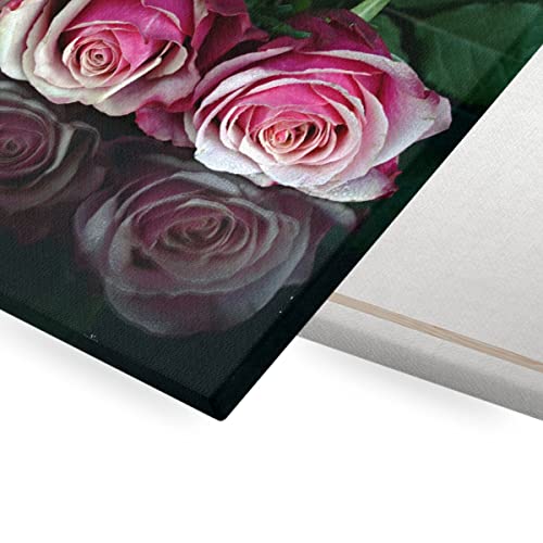 Toile imprimée roses alignées affiche fleurs tableau romantique - 2