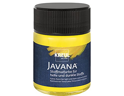 KREUL 91962 - Vernice per tessuti Javana per tessuti chiari e scuri, 50 ml giallo vetro, carattere pastoso, per timbrare e stenografare, lavabile dopo il fissaggio