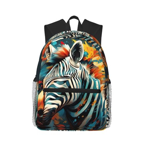 Sac à dos d'université imprimé zèbre abstrait noir léger taille unique