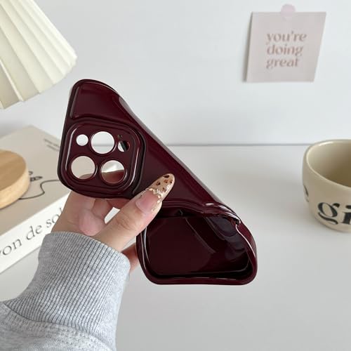 Emylisa Moldura ondulada vinho macio projetado para capa de iPhone (vermelho, para iPhone Air)