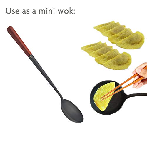 Traditional Hand Made Spatula and Ladle for Wok, Asian Stir Fry Cooking Utensil Set with Wooden Handle, Chinese Chuan and Hoak Set (Extended handle, Ladle) - Thumbnail 5