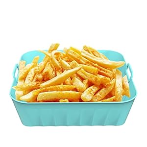 Airfryer siliconen bakplaat | Airfryer Siliconen Liners Vierkant – Herbruikbare Airfryer Siliconen Pot met Handvat, Hittebestendige Non-stick Mand Airfryer Oven Accessoires Generic