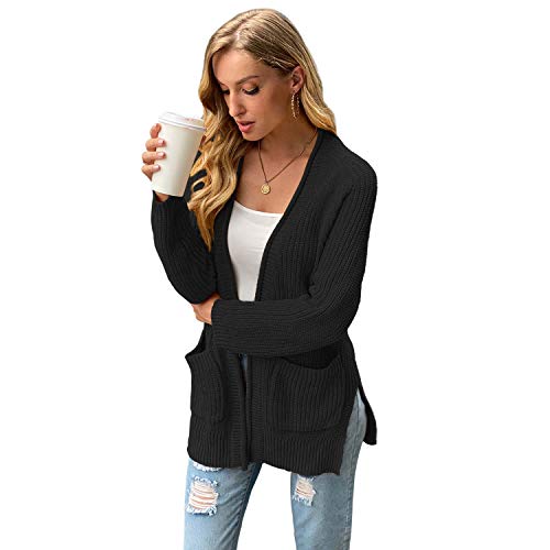 ETCYY NEW Cardigan Sweaters for Women,Womens Cardigans Long Sleeve Casual Knit Cardigans for Women with Pockets Black