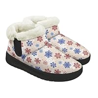 Kuiaobaty Snowflake Bootie Slippers Womens Fuzzy Warm Memory Foam Boots Slipper, Winter Snowflake Pattern Comfort Ankle Boots UK, Size 3.5