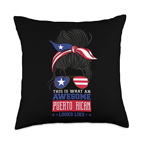Proud Puerto Rican Boricua Gifts This Is What an Awesome Rican Looks Like Puerto Rico Throw Pillow, 18x18, Multicolor