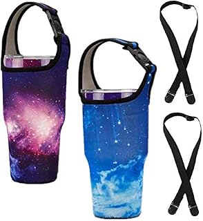 Tumbler 30oz Carrier Holder Pouch with Shoulder Strap, Fit for YETI, Rtic, Atlin, Ozark Trail, Rambler 30 oz Insulated Tumbler Coffee Cup, Neoprene Sleeve with Carrying Handle - Blue & Purple Sky