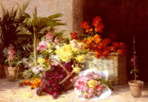 Peinture à l'huile Vasily Perov La Marchande de Fleurs tableau sur toile 20 x 24 pouces