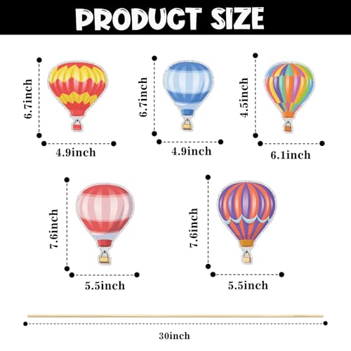 Image of Hot Air Balloon Table Centerpiece Sticks,Birthday Decorations With Hot Air for Birthday,Wedding Retirement Graduation Travel Theme Party Decoration.Set of 15