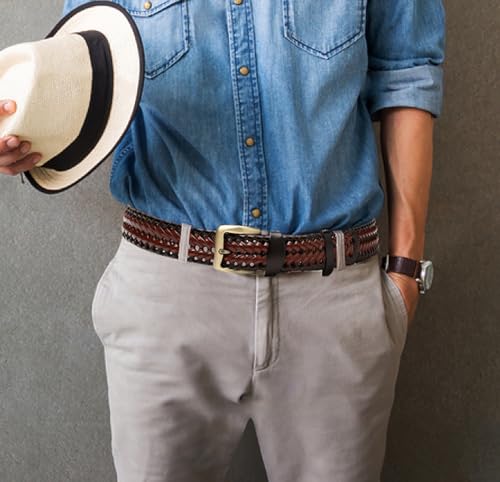 Closlaza Belts for Men, Full Grain Leather Mens Belt, Adjustable Woven Men's Belts, Buckle Belts for Casual Jeans Golf Pants - Image 3