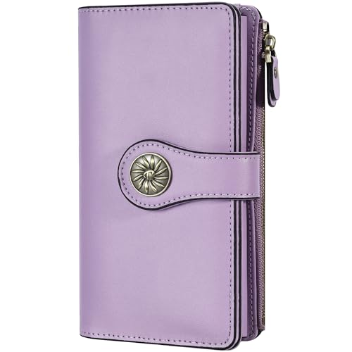 Travelambo Wallets Women RFID Large Capacity Luxury Waxed Leather Clutch Wallet Multi Card Organizer