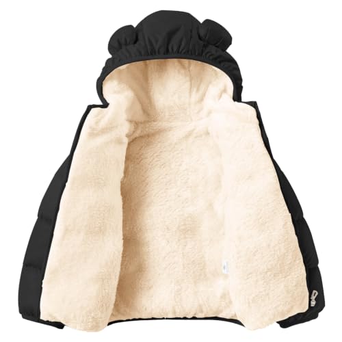 Image of Toddler Boys Girls Thicken Winter Coat Baby Fleece Warm Cute Bear Ear Hooded Jacket Clothes 2024