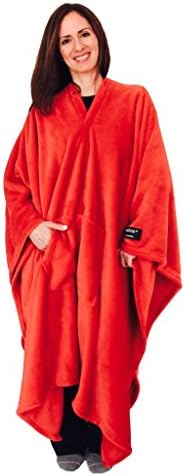 Original Blanket-Poncho RED (Yay! NO Sleeves) Best Wearable Blanket on The Planet Soft Throw Indoors or Outdoors - Adults Men Women Kids