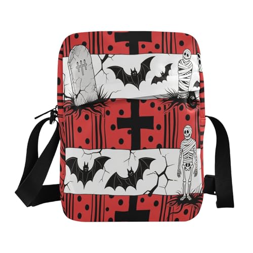 mens messenger bag Small Crossbody Bag Women Shoulder Handbags Adjustable Strap for Travel Travel- Halloween Red Crossing Stripe