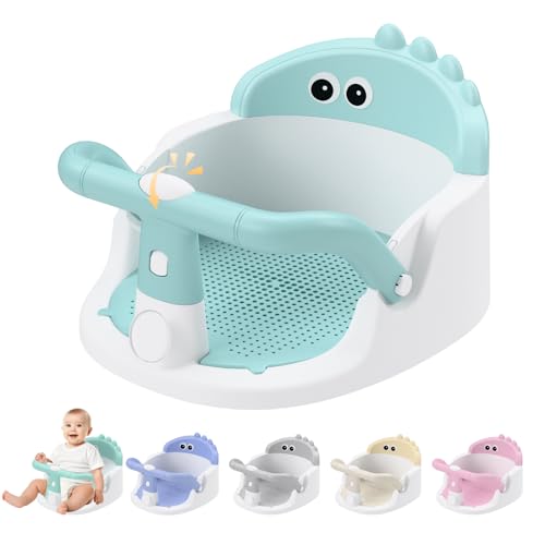Baby Bath Seat for Babies 6 Months & Up Sitting Up | 360 Stable Toddler Bath Chair with One-Touch Button | Baby Bath Tub Seat with Suction Cups | Open Design Compact Detachable Non-Slip(Green)