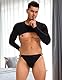 ohmydear Herren Dessous Erotik Kostüme für Männer Sexy Reizwäsche Eisseide Langarm Top mit Ouvert Höschen Set Sissy Dessous Gay Unterwäsche Sexy Outfit for Men