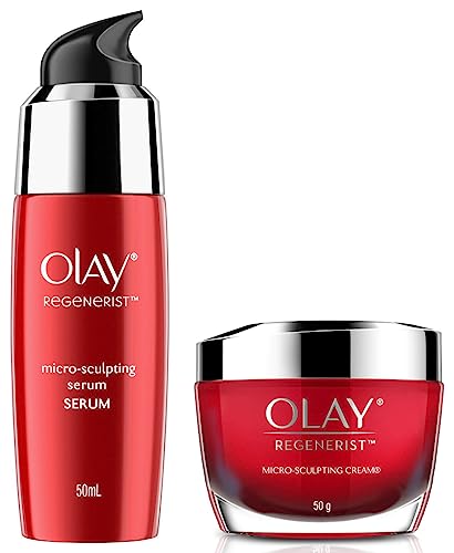Image of Olay Day Cream Regenerist Microsculpting Moisturiser (Non SPF) 50g & Serum Regenerist Microsculpting Serum, 50ml