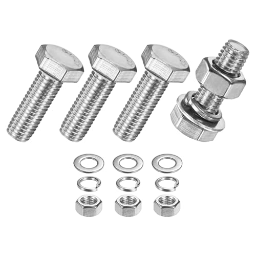 M METERXITY 4-Pack Hex Head Screw Bolt with Nuts Flat &amp; Lock Washers M10x30mm Stainless Steel Bolts and Nuts Kit Fully Threaded Metric Bolt Assortment for Equipment/Machinery