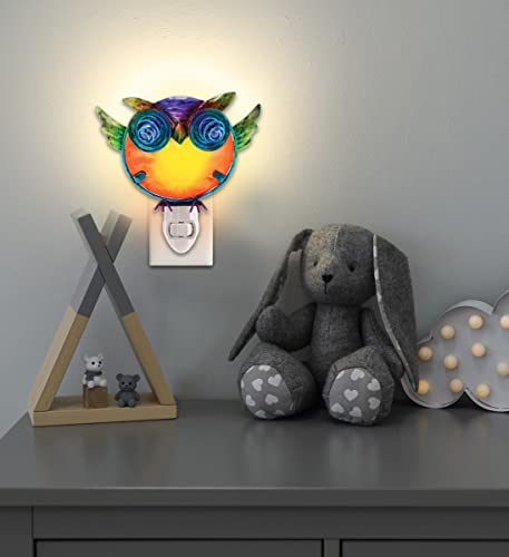 Puzzled Glass Art Night Light, Plug In Decorative Socket Lamp, Manual On & Off Portable Light For Stairway, Bedroom, Bathroom, Nursery, Home Accessory & Kitchen Decor - Owl #TOP6