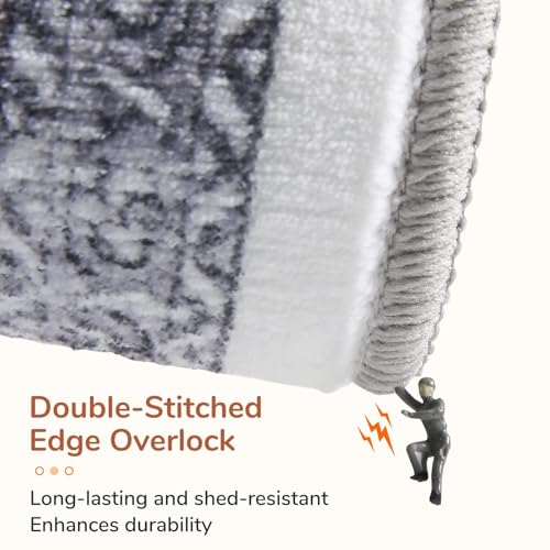 OPPODREAM Soft 6x9 Area Rugs, Washable Rug 6x9 with Non Slip Backing, Faux Cashmere Low-Pile 6 x 9 Carpet, Red & Grey