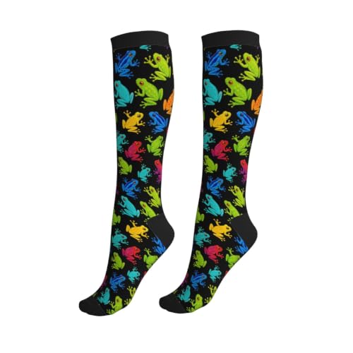 Figtihw Frogs Compression Socks Knee High Support Socks For Women Men Running Athletic Hiking