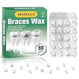 VINSULLA Orthodontic Clear Wax for Braces-80 Count Long-Lasting Dental Wax Dots with Strong Adhesion,Individually Wrapped for Portable Oral Care,Mint(Pack of 4)