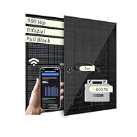 VALE Balkonkraftwerk Bifazial 900 Wp Full Black - EcoFlow Stream Wechselrichter 800 W - Hochwertiges Solarpanel Set - 5m AC-Kabel - inkl. App-Steuerung