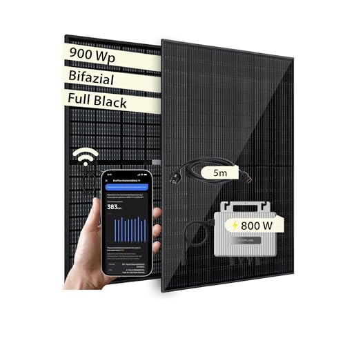 VALE Balkonkraftwerk Bifazial 900 Wp Full Black - EcoFlow Stream Wechselrichter 800 W...